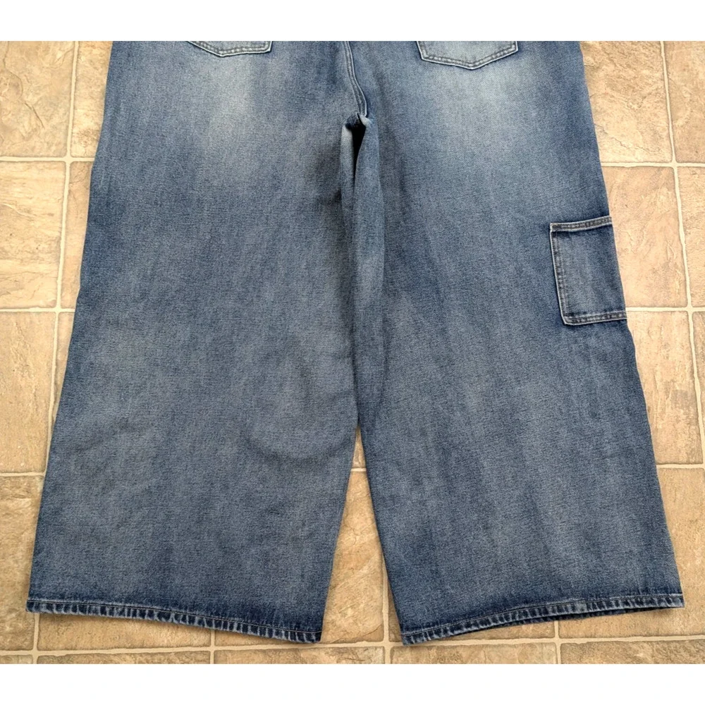 New Cider sz 3XL or 20/22 Denim Jean Jumpsuit wide leg blue one piece hu
